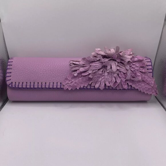 FATTO A MANO BY CARLOS FALCHI Python Leather Purple Crossbody Clutch Bag - Picture 2 of 11